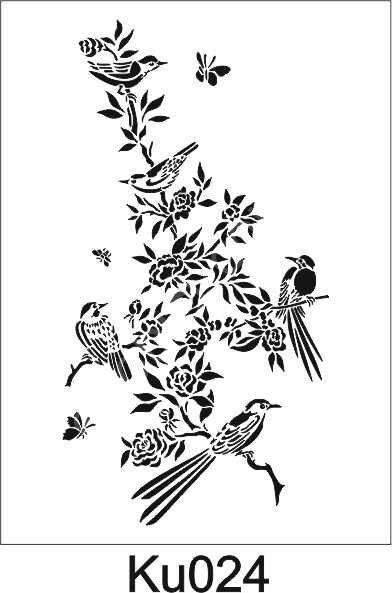 Kuş Temalı Desenler Stencil Şablon (25x35) KU-024