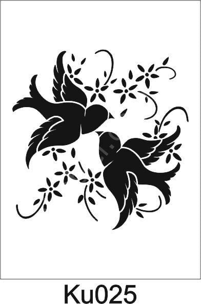 Kuş Temalı Desenler Stencil Şablon (25x25) KU-025