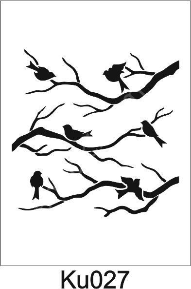 Kuş Temalı Desenler Stencil Şablon (25x25) KU-027