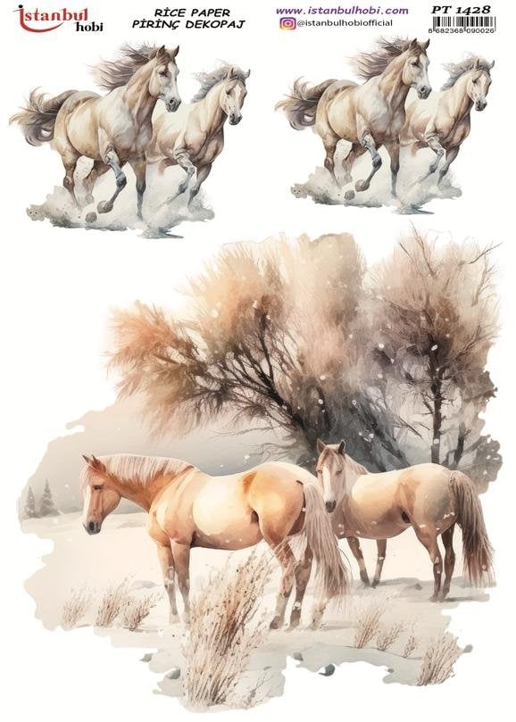 Pirinç Dekopaj Kağıdı 30x42cm PT-1428 Atlar