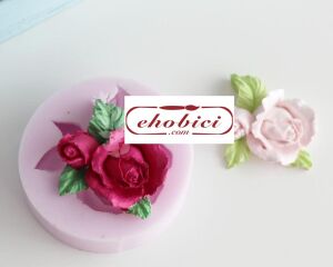 Yapraklı Gül Çiçek 6x4,5cm