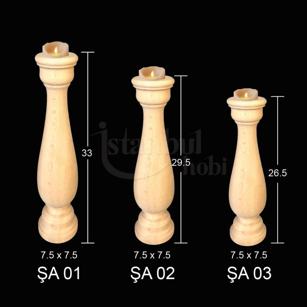 Ahşap Şamdan 3 lü Set