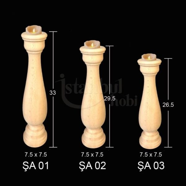 Ahşap Şamdan 3 lü Set