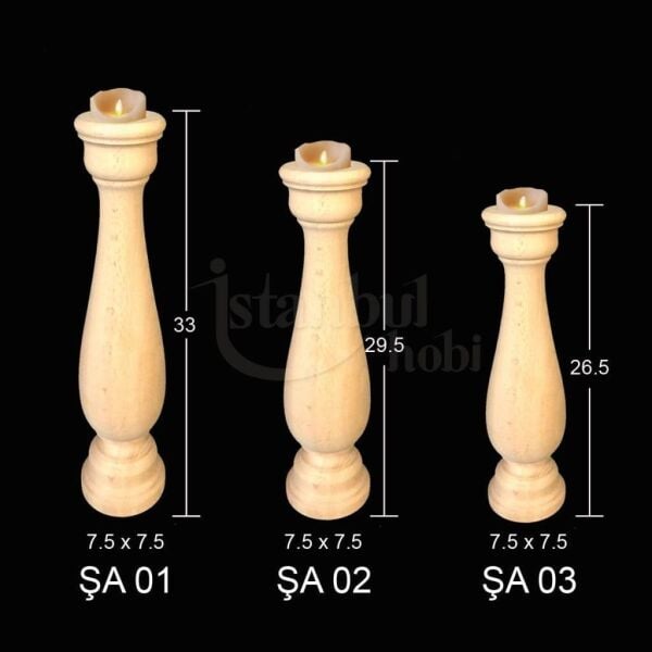 Ahşap Şamdan 3 lü Set