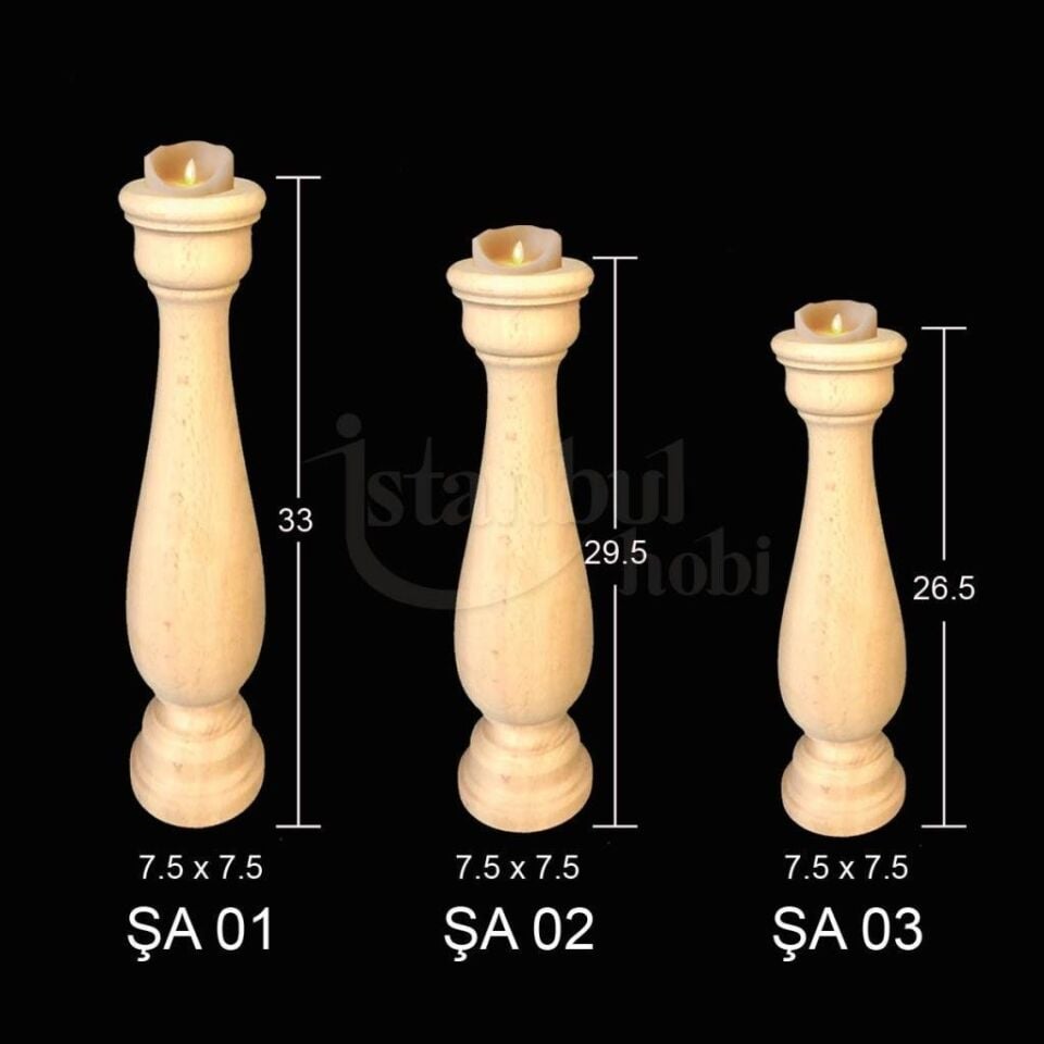 Ahşap Şamdan 3 lü Set