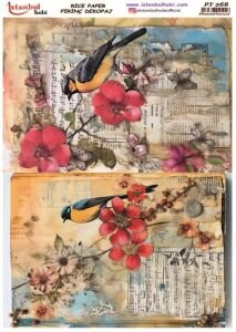 Pirinç Dekopaj Kağıdı 30x42cm PT-268 Kuş Notalar