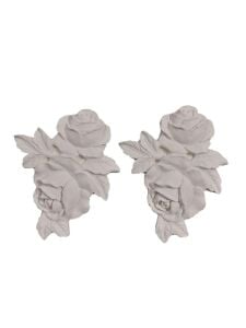 Yapraklı İki Güllü Çiçek 2 li Set 11x8,5cm