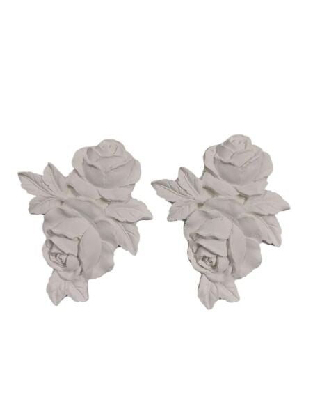 Yapraklı İki Güllü Çiçek 2 li Set 11x8,5cm