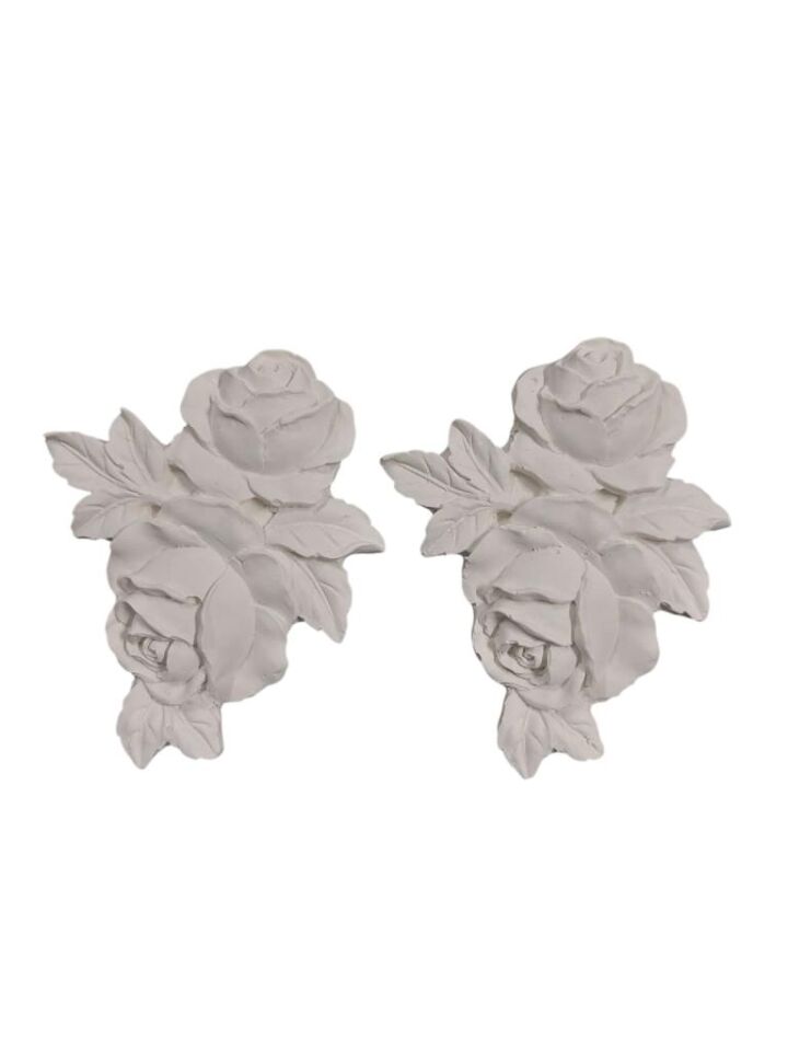Yapraklı İki Güllü Çiçek 2 li Set 11x8,5cm