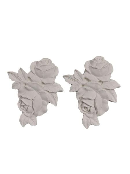 Yapraklı İki Güllü Çiçek 2 li Set 11x8,5cm