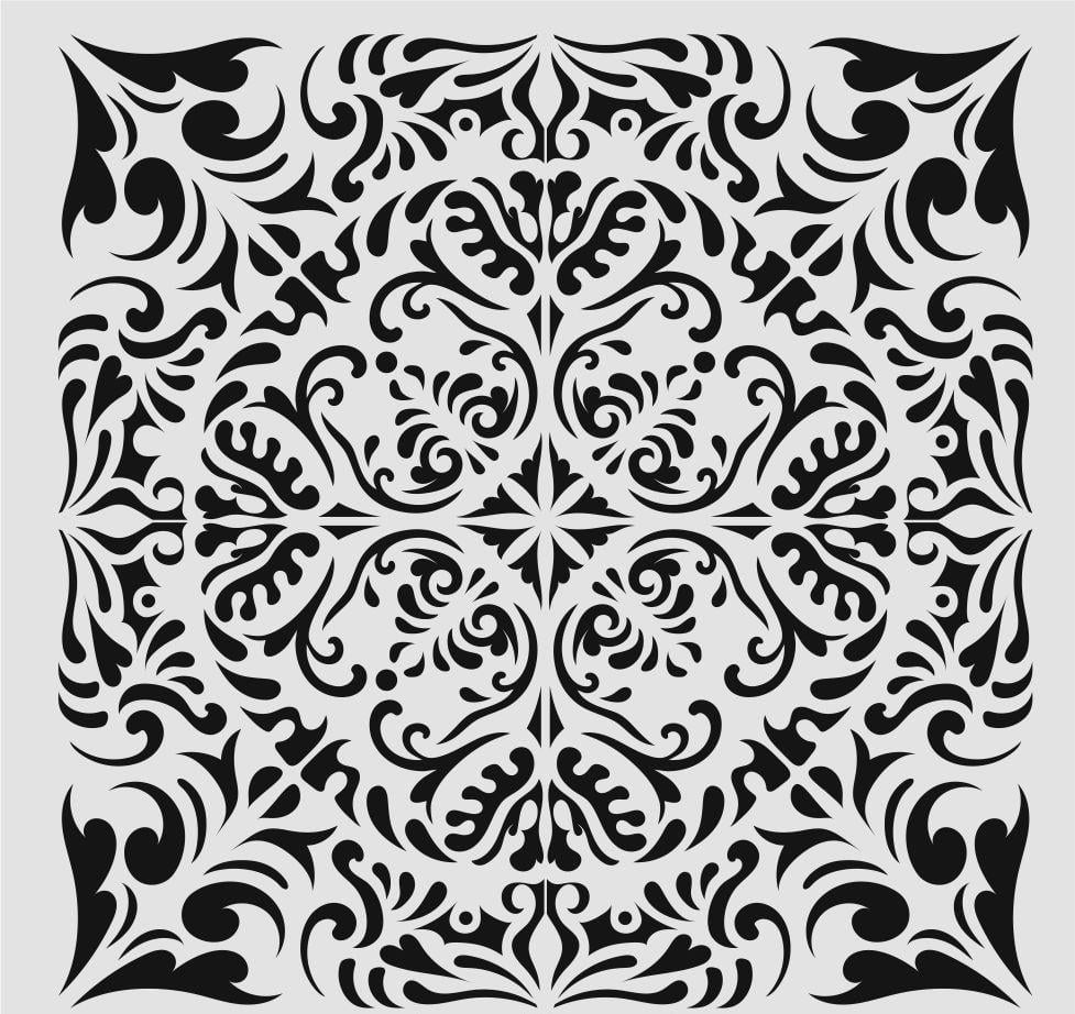 Damask Desen Stencil Şablon (30x30) DA-060