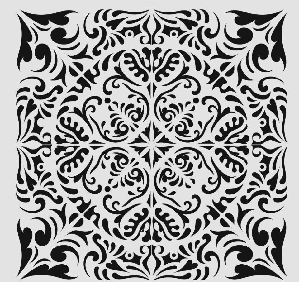 Damask Desen Stencil Şablon (30x30) DA-060