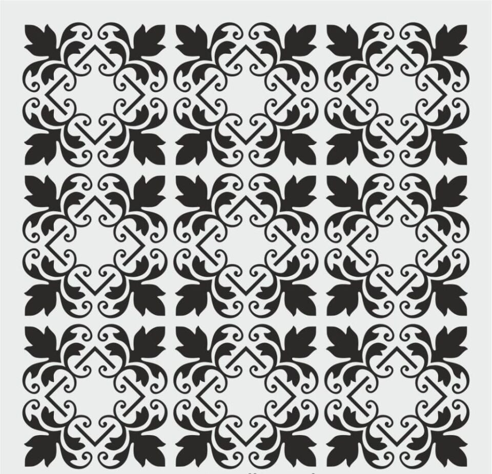 Damask Desen Stencil Şablon (30x30) DA-064