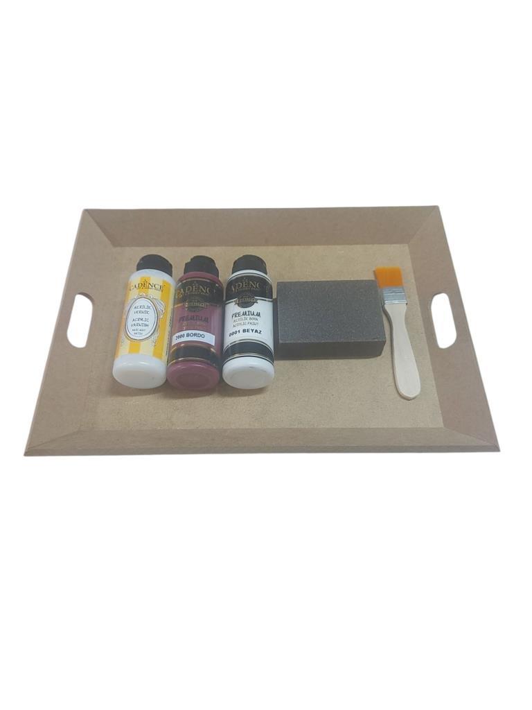Ahşap Tepsi Boyama Seti 6 Parça Kit-1