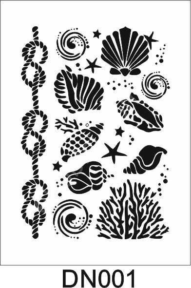 Deniz Temalı Desen Stencil Şablon (25x35) DN-001