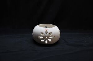 Seramik Çiçekli Büyük Mumluk 8,5x15cm O-07