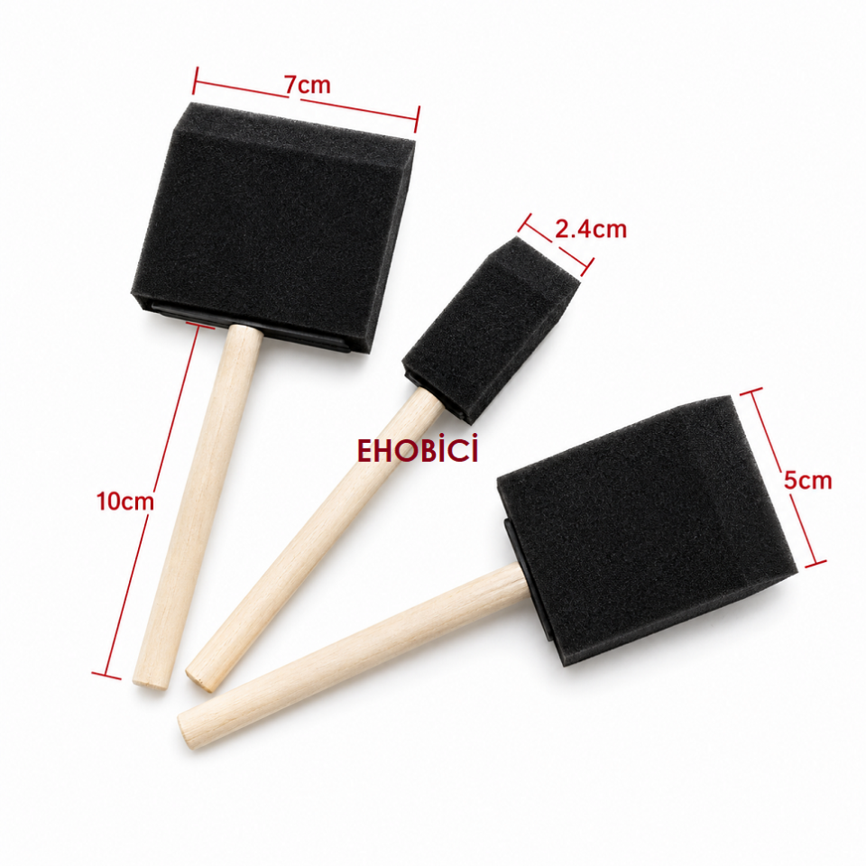 Vernik Fırçası 3 lü Set Siyah Sünger