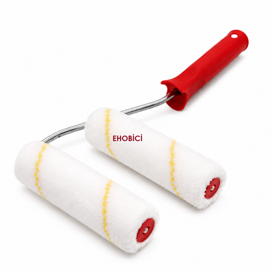 Parmak Rulo Fırça 10CM +1 Yedekli Saten Rulo Fırça