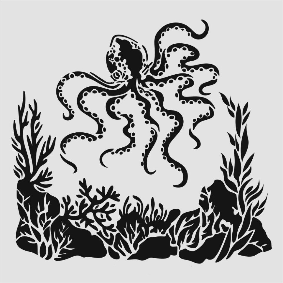 Deniz Temalı Desen Stencil Şablon (25x25) DN-016