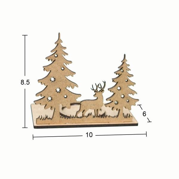 Ahşap Yılbaşı Süsü T-Light Mumluk YB19
