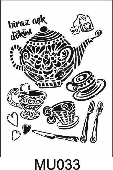 Mutfak Temalı Desenler Stencil Şablon (25x35) MU-033