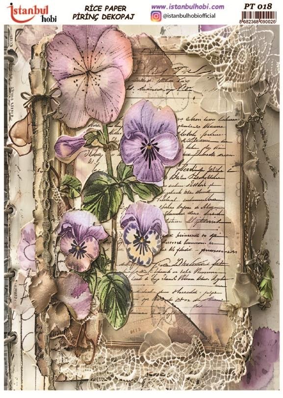 Pirinç Dekopaj Kağıdı 30x42cm PT-018 Mektup Çiçek