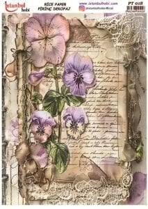 Pirinç Dekopaj Kağıdı 30x42cm PT-018 Mektup Çiçek