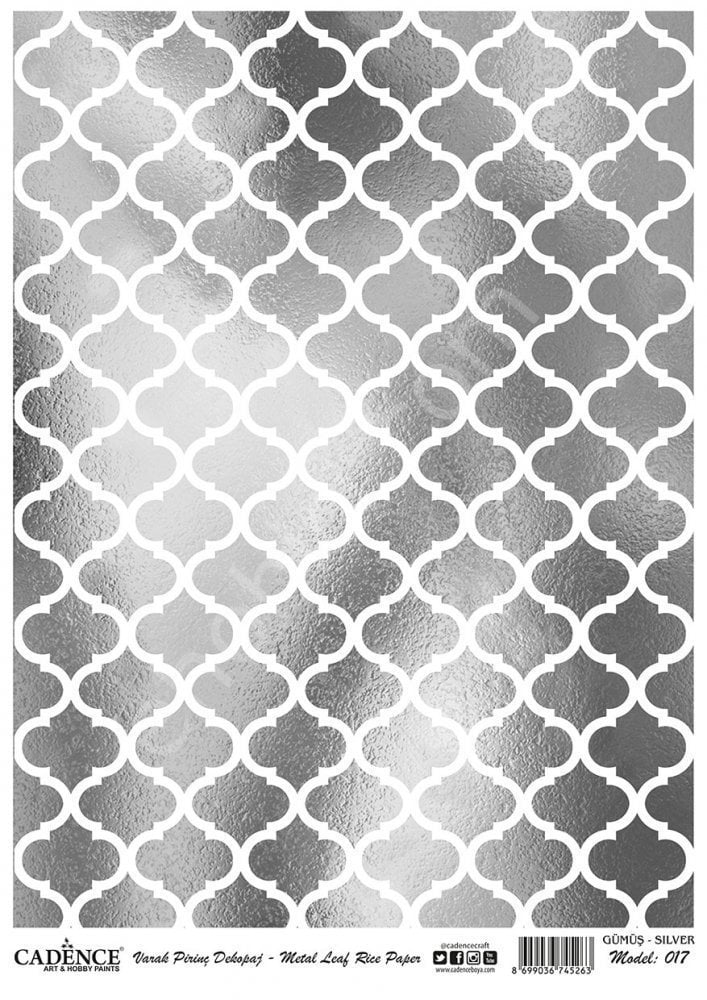 Cadence Gümüş Varak Pirinç Dekoapaj Kağıdı - Model 17