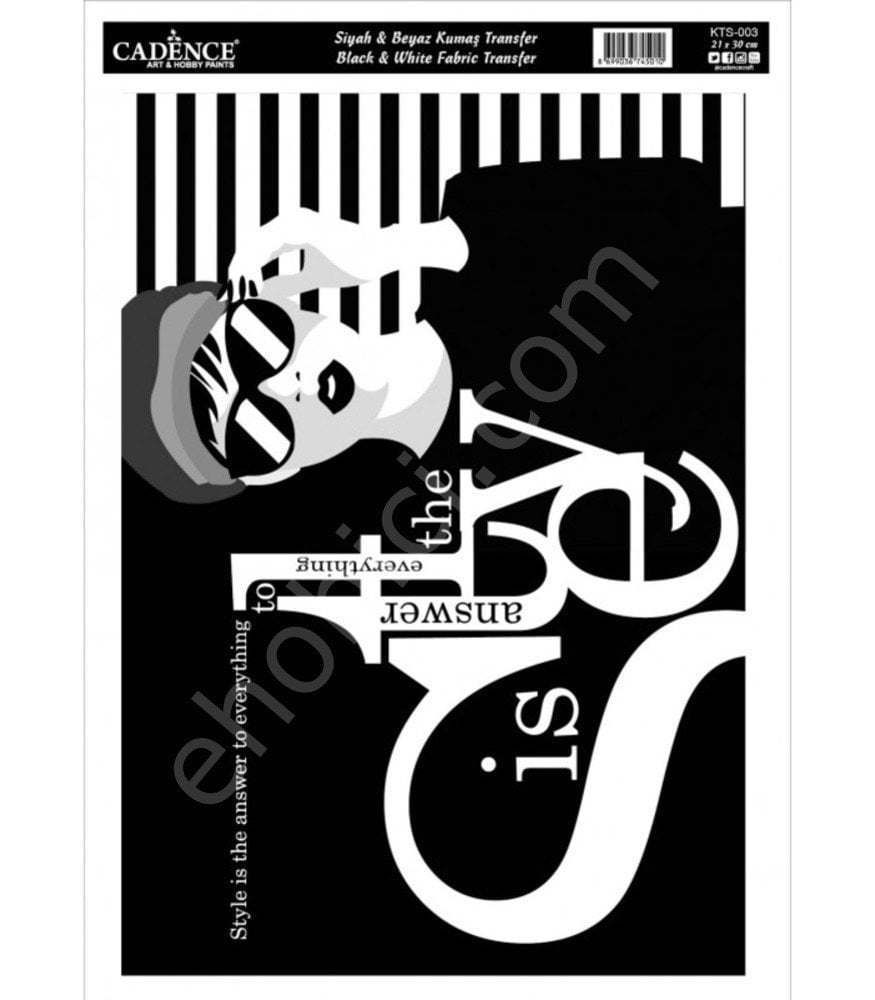 KTS-03 Siyah Beyaz  Cadence Kumaş Transfer 21x30cm