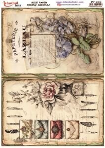 Pirinç Dekopaj Kağıdı 30x42cm PT-239 Mektup Çiçek