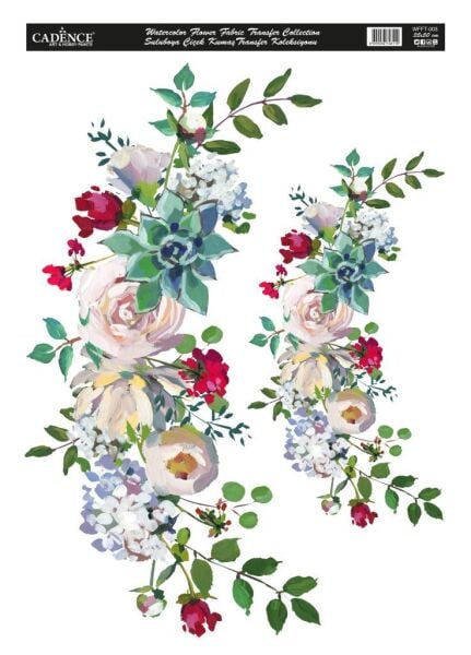 Cadence Suluboya Çiçek Kumaş Transfer 35x50cm WFFT-003