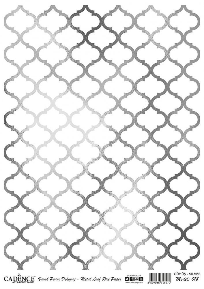 Cadence Gümüş Varak Pirinç Dekoapaj Kağıdı - Model 18