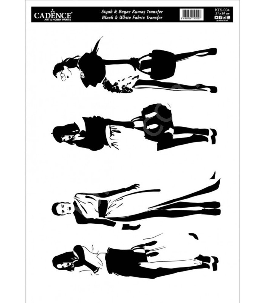 KTS-04 Siyah Beyaz  Cadence Kumaş Transfer 21x30cm