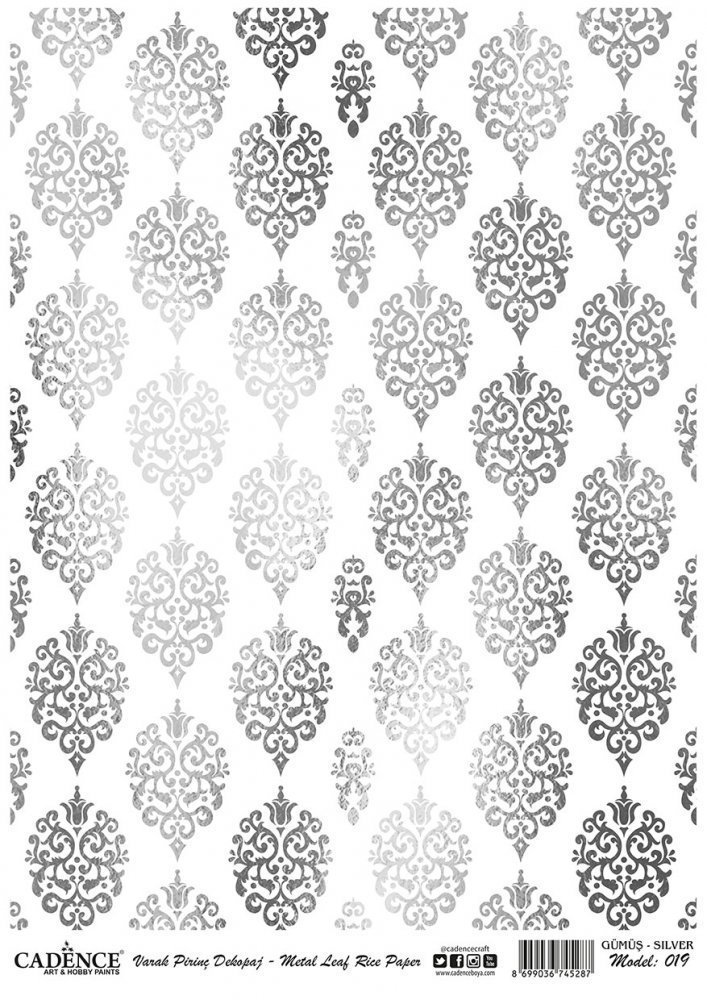 Cadence Gümüş Varak Pirinç Dekoapaj Kağıdı - Model 19