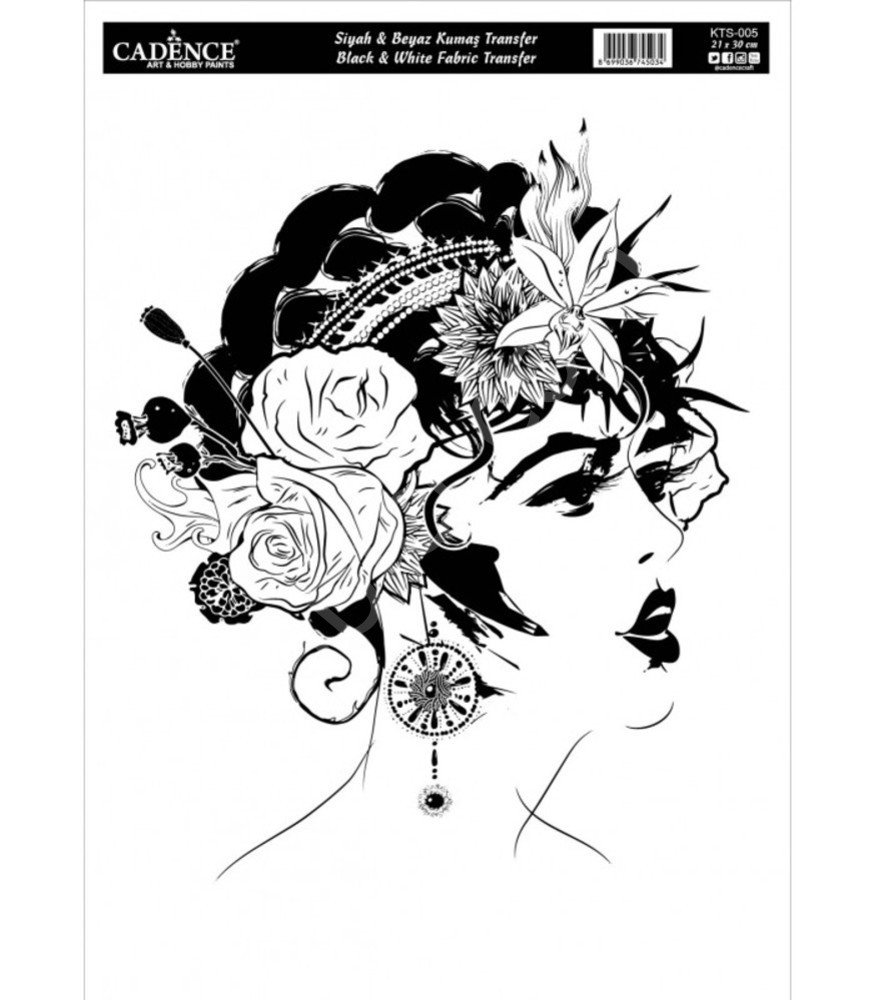 KTS-05 Siyah Beyaz  Cadence Kumaş Transfer 21x30cm