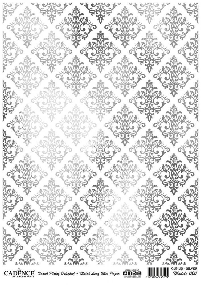 Cadence Gümüş Varak Pirinç Dekoapaj Kağıdı - Model 20