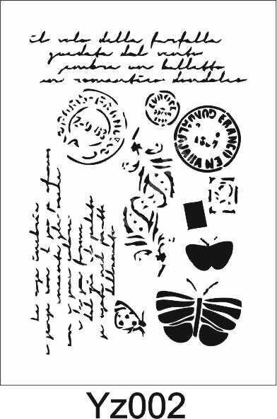 Yazı Desenler Stencil Şablon (21x30) YZ-002