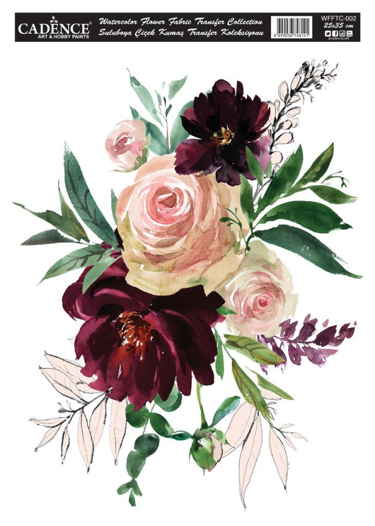 Cadence Suluboya Çiçek Kumaş Transfer 25x35cm WFFTC-002