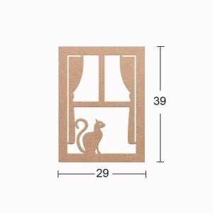 Ahşap Camdaki Kedi Pano DS-048