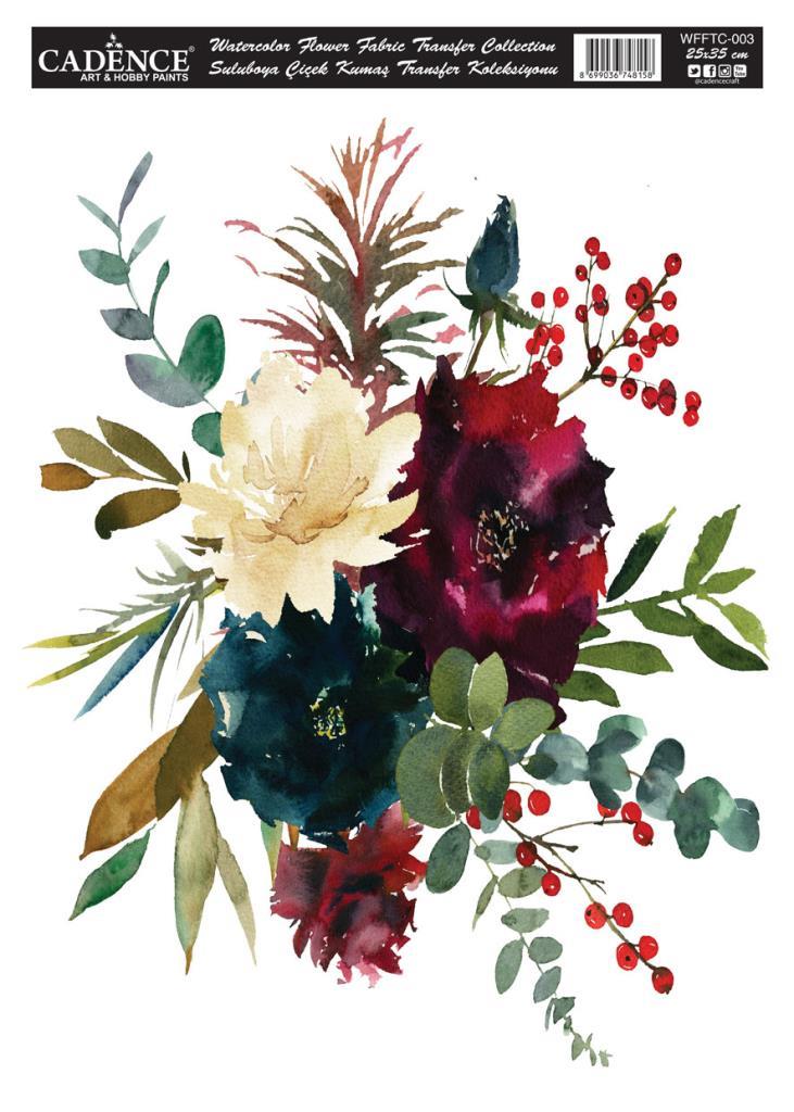 Cadence Suluboya Çiçek Kumaş Transfer 25x35cm WFFTC-003
