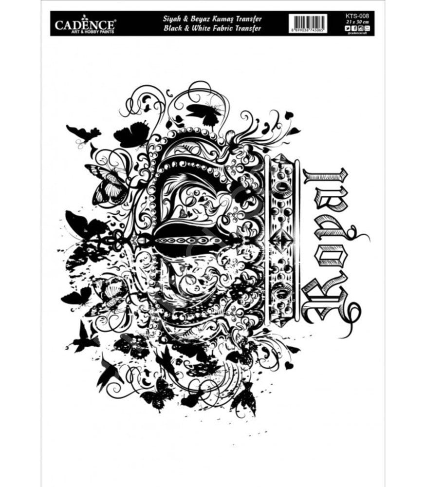 KTS-08 Siyah Beyaz  Cadence Kumaş Transfer 21x30cm
