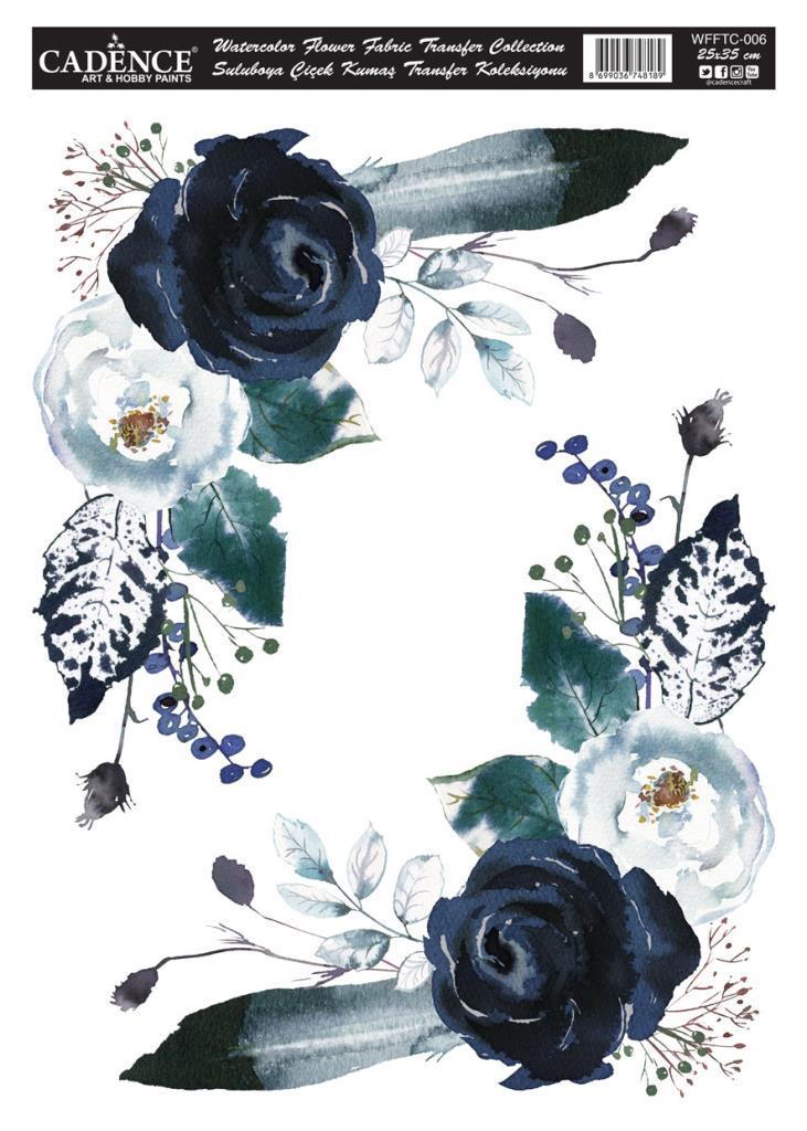 Cadence Suluboya Çiçek Kumaş Transfer 25x35cm WFFTC-006