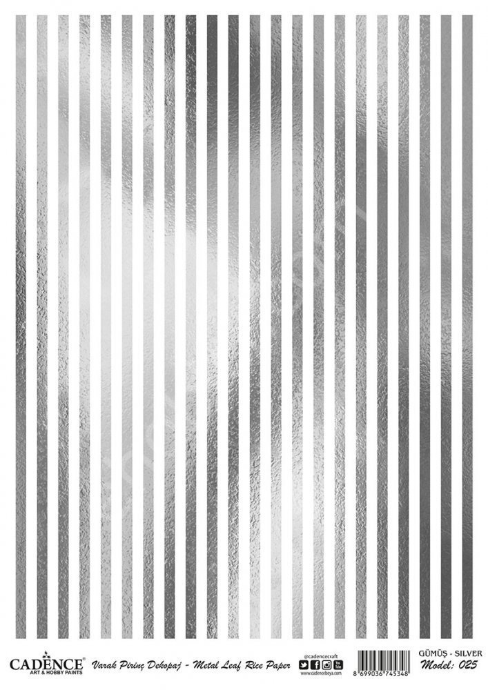 Cadence Gümüş Varak Pirinç Dekoapaj Kağıdı - Model 25