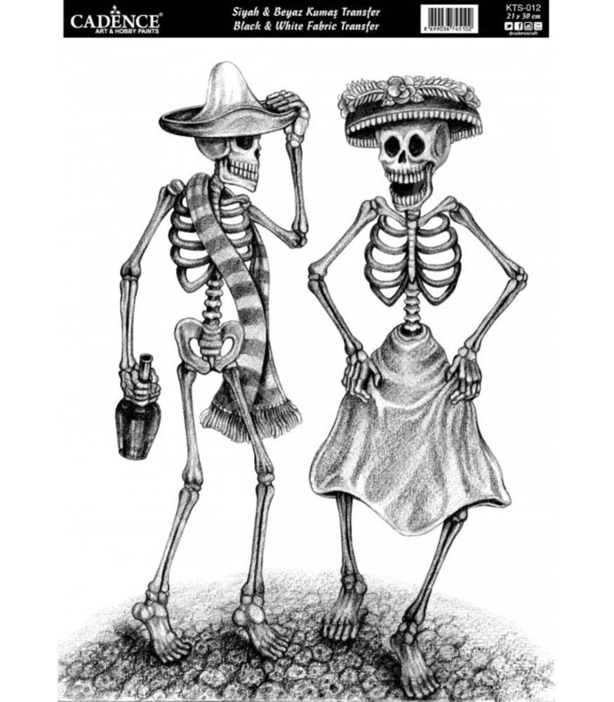 KTS-12 Siyah Beyaz  Cadence Kumaş Transfer 21x30cm