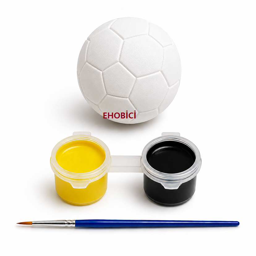 Ehobici Taş Boyama Seti Futbol Topu 2 Renk Akrilik Boya 5ml + Fırça