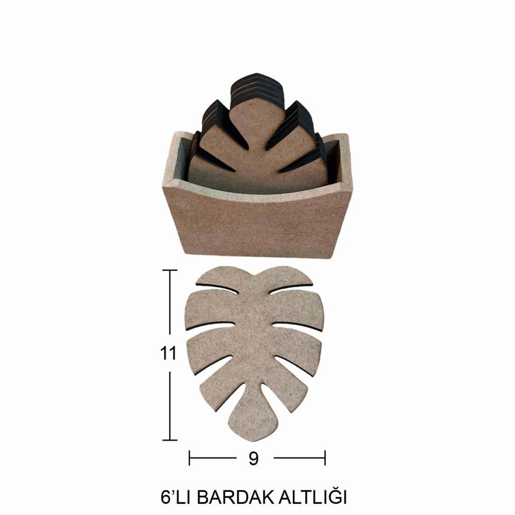 Ahşap Yaprak Bardak Altlığı 11x9cm L386