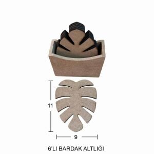 Ahşap Yaprak Bardak Altlığı 11x9cm L386
