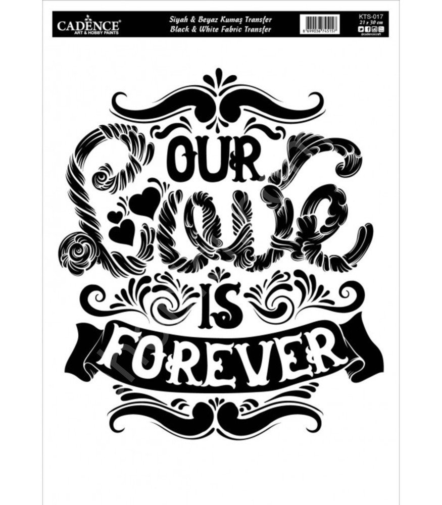KTS-17 Siyah Beyaz  Cadence Kumaş Transfer 21x30cm