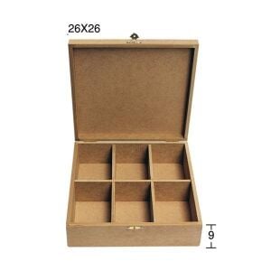 Kare Altı Bölmeli Ahşap Kutu 26x26cm KU325