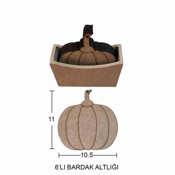 Ahşap Balkabağı Bardak Altlığı 11x10,5cm L393